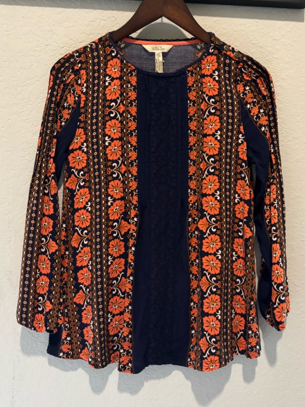 Matilda Jane Navy Tunic with Orange Floral Stripes